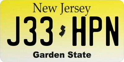NJ license plate J33HPN