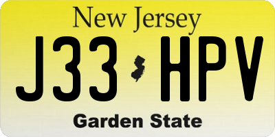 NJ license plate J33HPV