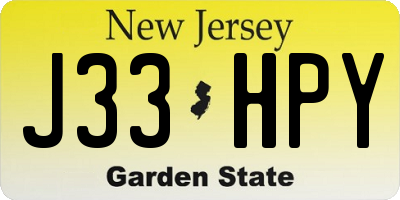 NJ license plate J33HPY
