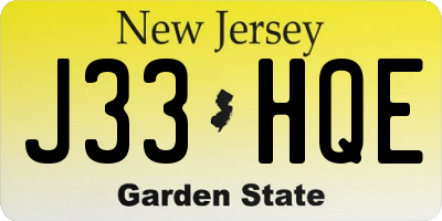 NJ license plate J33HQE