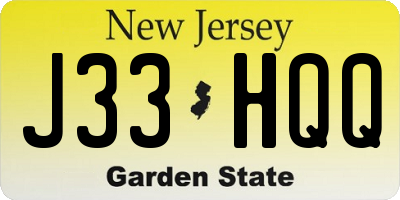 NJ license plate J33HQQ