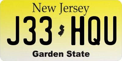 NJ license plate J33HQU