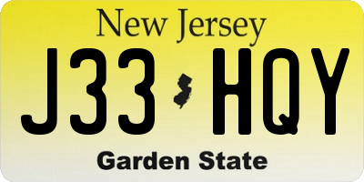 NJ license plate J33HQY