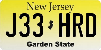 NJ license plate J33HRD
