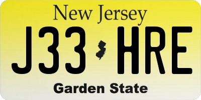 NJ license plate J33HRE