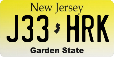 NJ license plate J33HRK
