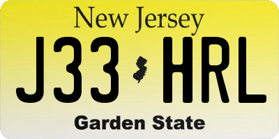 NJ license plate J33HRL