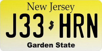 NJ license plate J33HRN