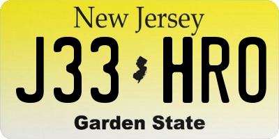 NJ license plate J33HRO