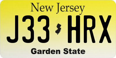 NJ license plate J33HRX
