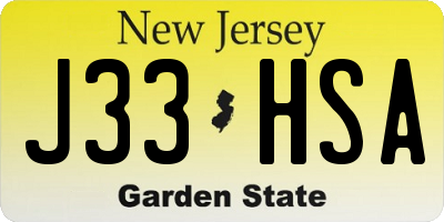 NJ license plate J33HSA