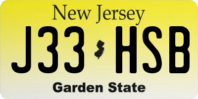 NJ license plate J33HSB