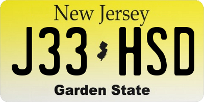 NJ license plate J33HSD