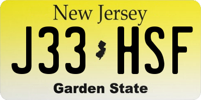 NJ license plate J33HSF