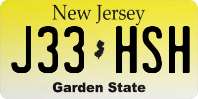 NJ license plate J33HSH