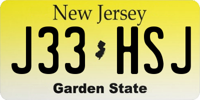 NJ license plate J33HSJ
