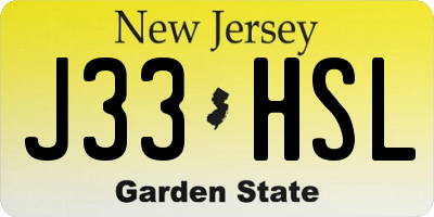 NJ license plate J33HSL
