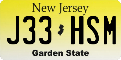 NJ license plate J33HSM