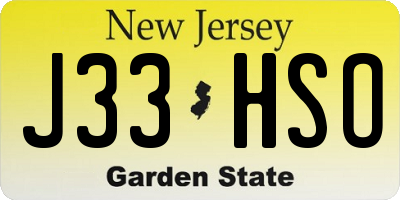 NJ license plate J33HSO