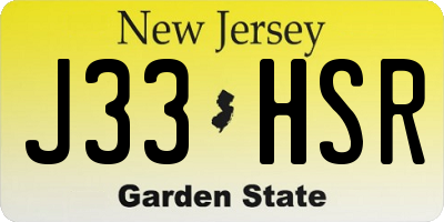 NJ license plate J33HSR
