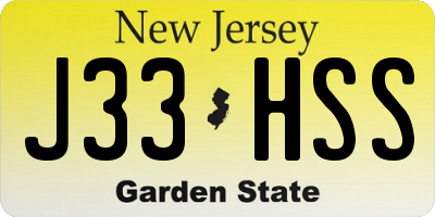 NJ license plate J33HSS