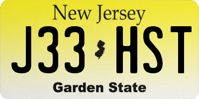 NJ license plate J33HST