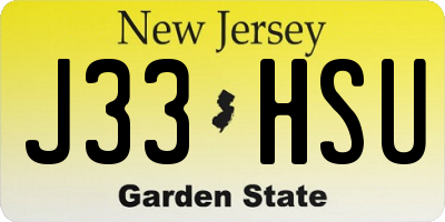 NJ license plate J33HSU