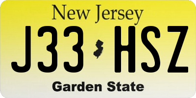 NJ license plate J33HSZ