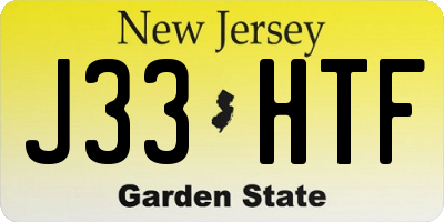 NJ license plate J33HTF