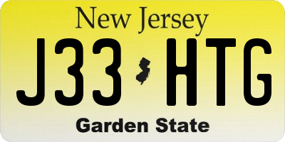 NJ license plate J33HTG