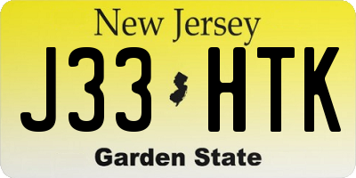 NJ license plate J33HTK