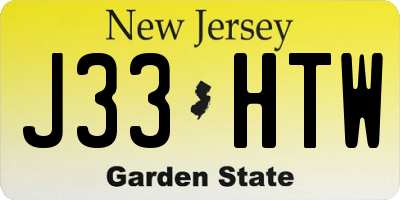 NJ license plate J33HTW