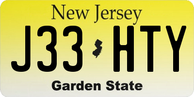 NJ license plate J33HTY