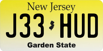 NJ license plate J33HUD