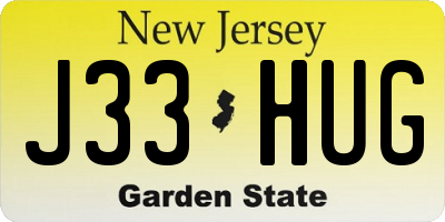 NJ license plate J33HUG