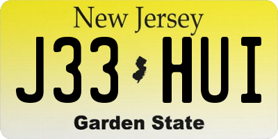 NJ license plate J33HUI