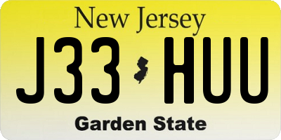 NJ license plate J33HUU