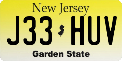 NJ license plate J33HUV