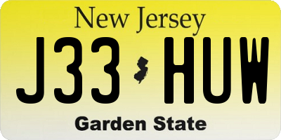 NJ license plate J33HUW