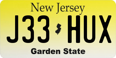 NJ license plate J33HUX