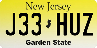 NJ license plate J33HUZ