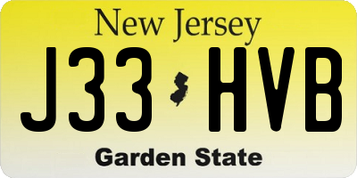 NJ license plate J33HVB