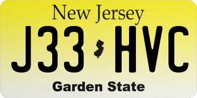 NJ license plate J33HVC