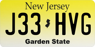 NJ license plate J33HVG
