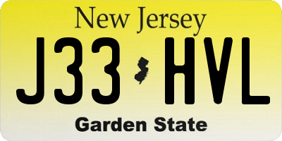 NJ license plate J33HVL