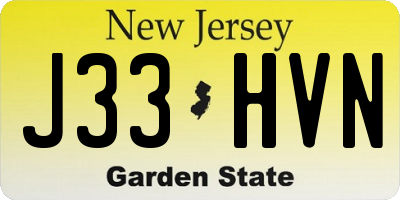 NJ license plate J33HVN