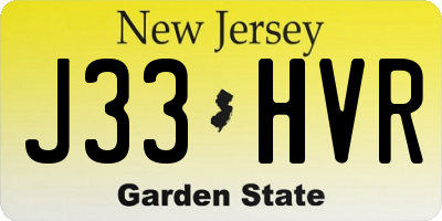 NJ license plate J33HVR