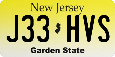 NJ license plate J33HVS