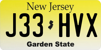 NJ license plate J33HVX
