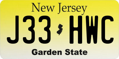 NJ license plate J33HWC